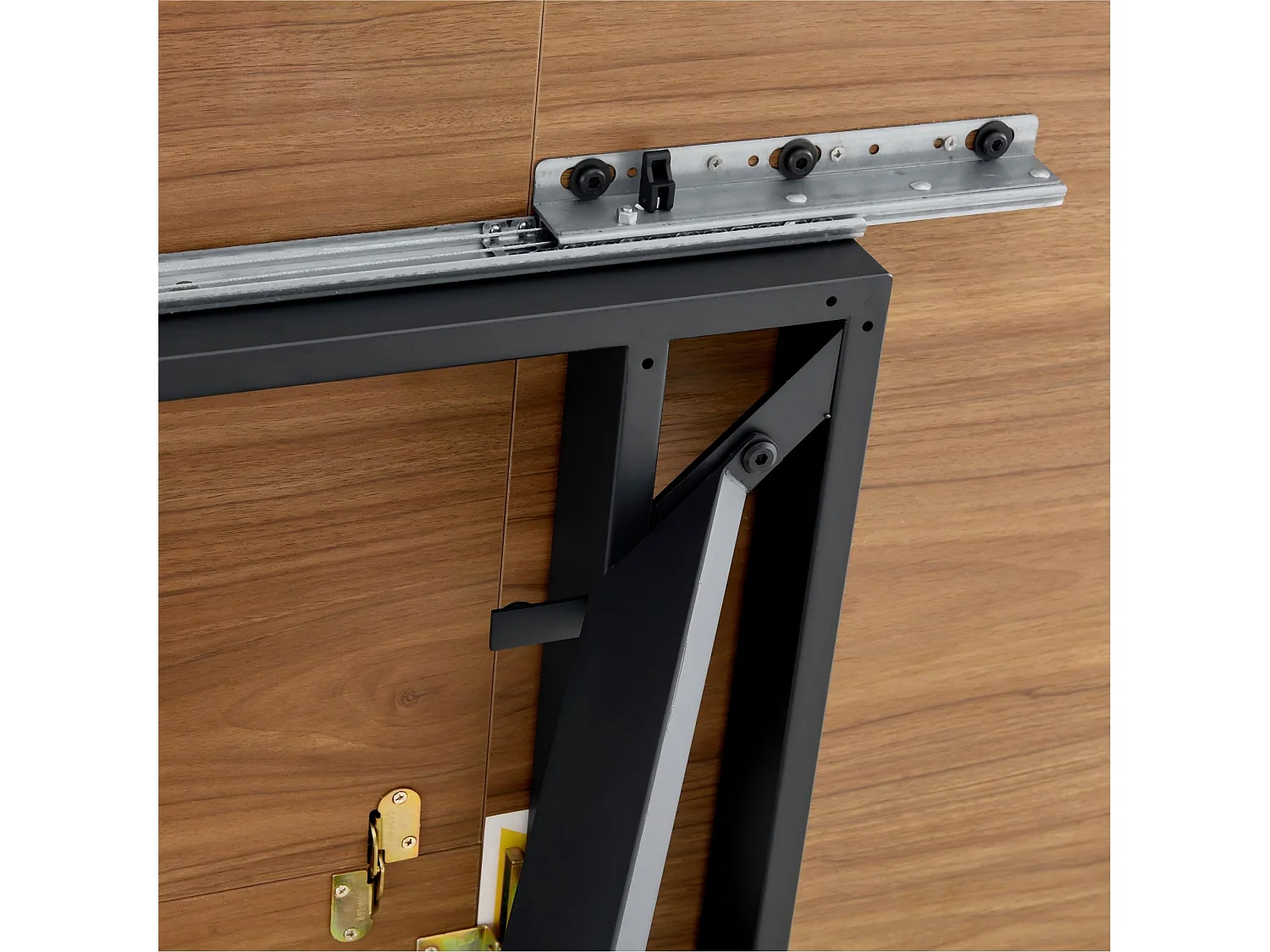 Table à manger extensible ronde 137 cm en MDF finition noyer et métal noir – Design moderne, pied trépied stable, 4 à 6 personnes