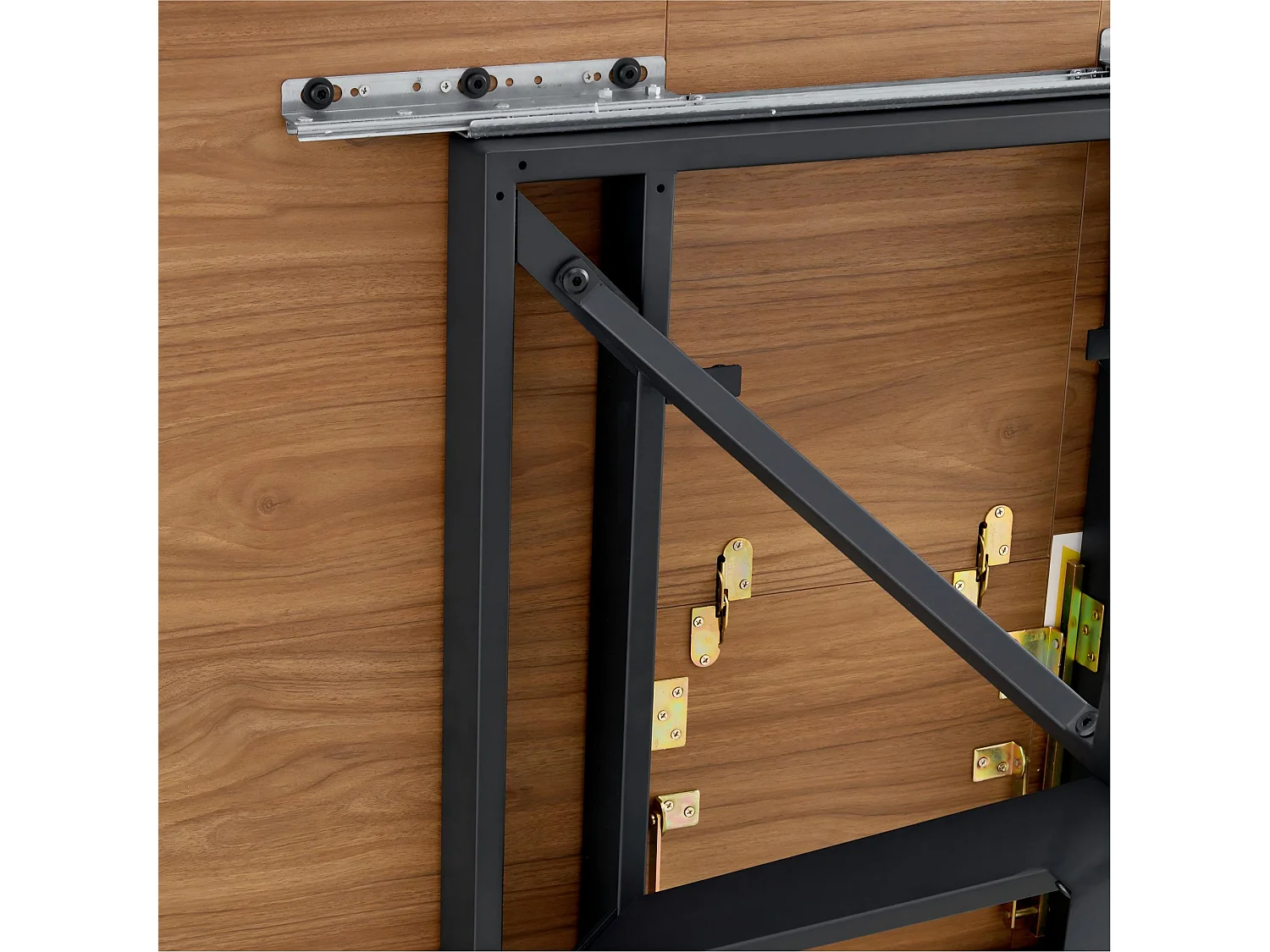 Table à manger extensible ronde 137 cm en MDF finition noyer et métal noir – Design moderne, pied trépied stable, 4 à 6 personnes