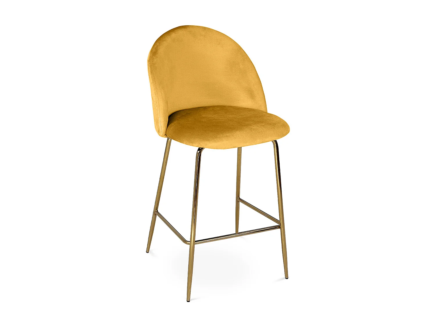 Sgabello cucina imbottito, sgabello alto in velluto giallo senape piededorato – Nicole