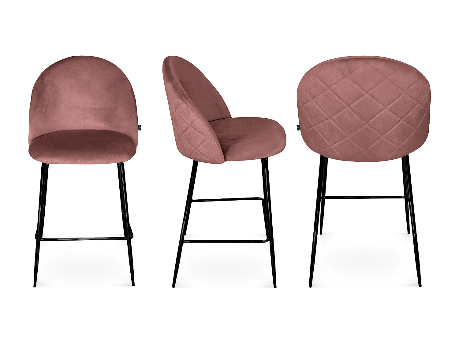 Sgabello cucina imbottito, sgabello alto in velluto rosso mattone piede nero – Nicole