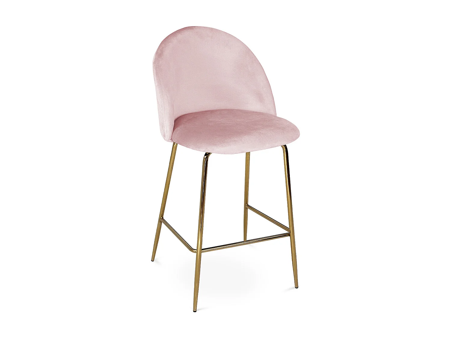 Sgabello cucina imbottito, sgabello alto in velluto rosa piede dorato – Nicole