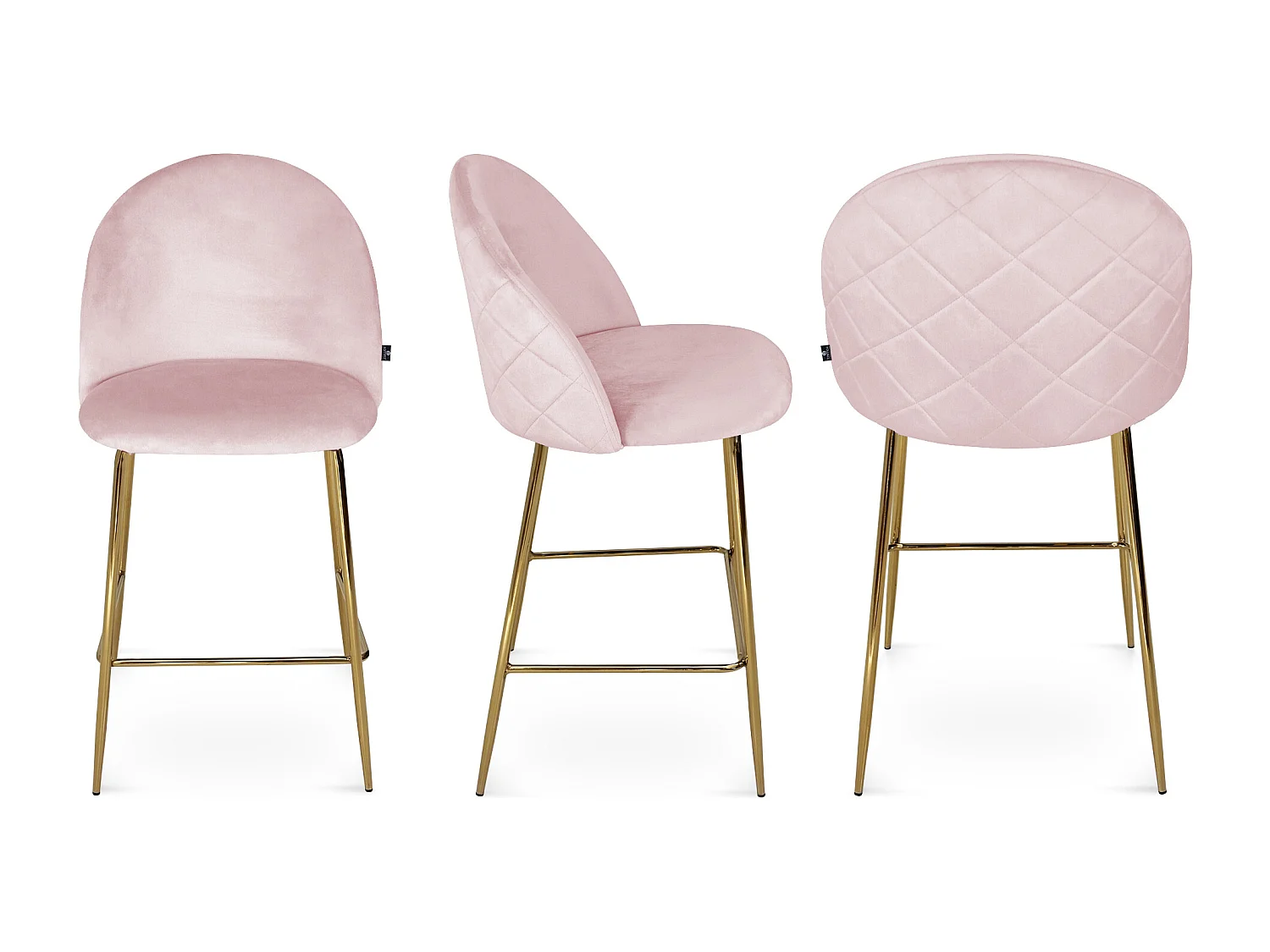 Sgabello cucina imbottito, sgabello alto in velluto rosa piede dorato – Nicole