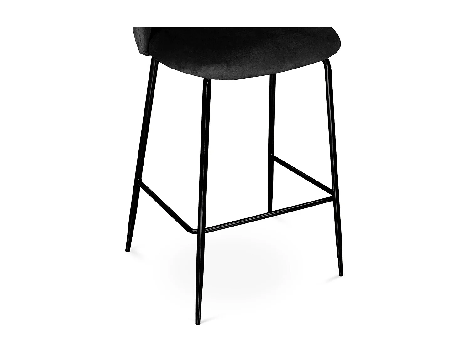 Sgabello cucina imbottito, sgabello alto in velluto nero piede nero – Nicole
