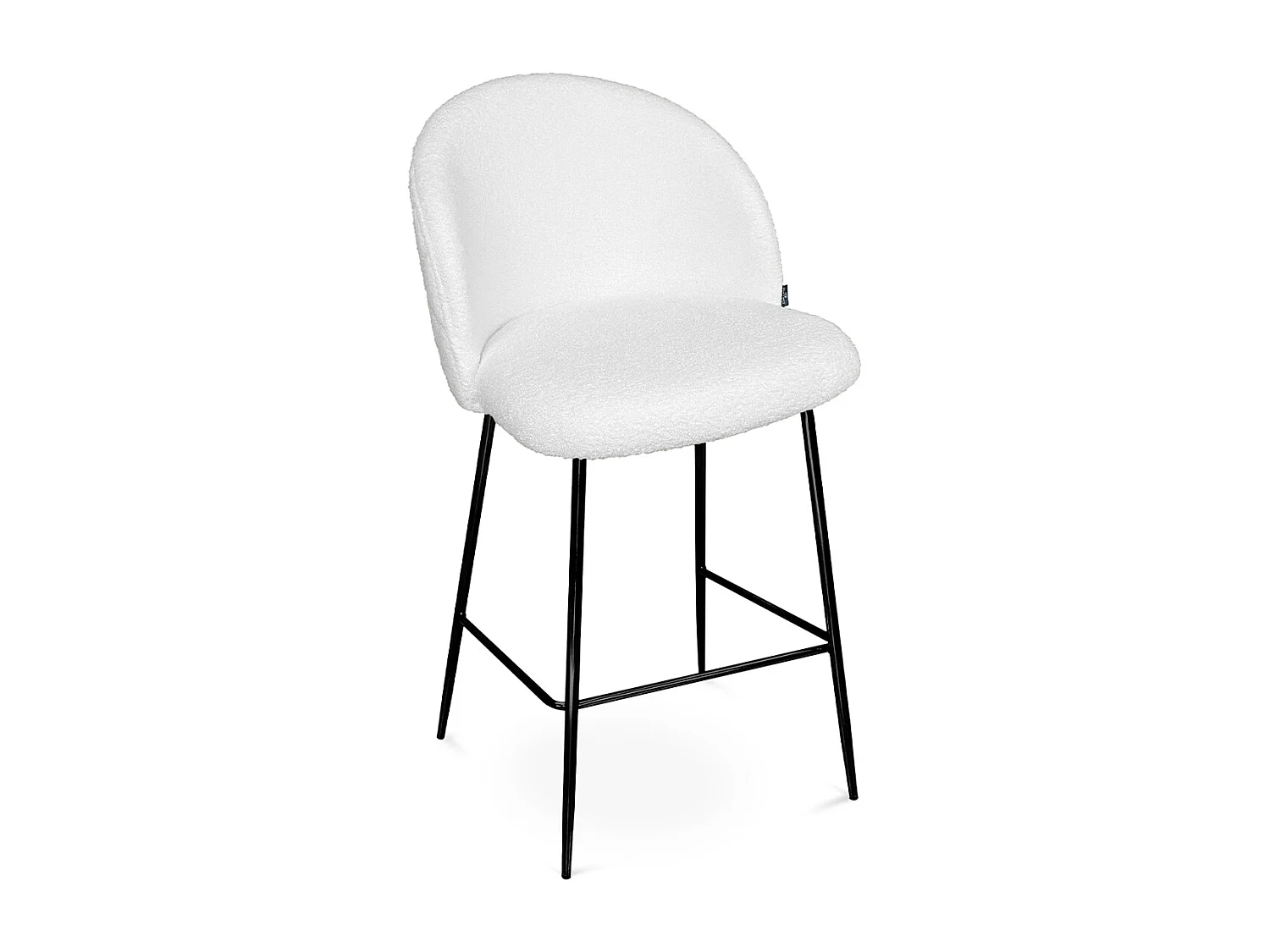 Sgabello cucina imbottito, sgabello alto in tessuto bouclè bianco piede nero – Nicole