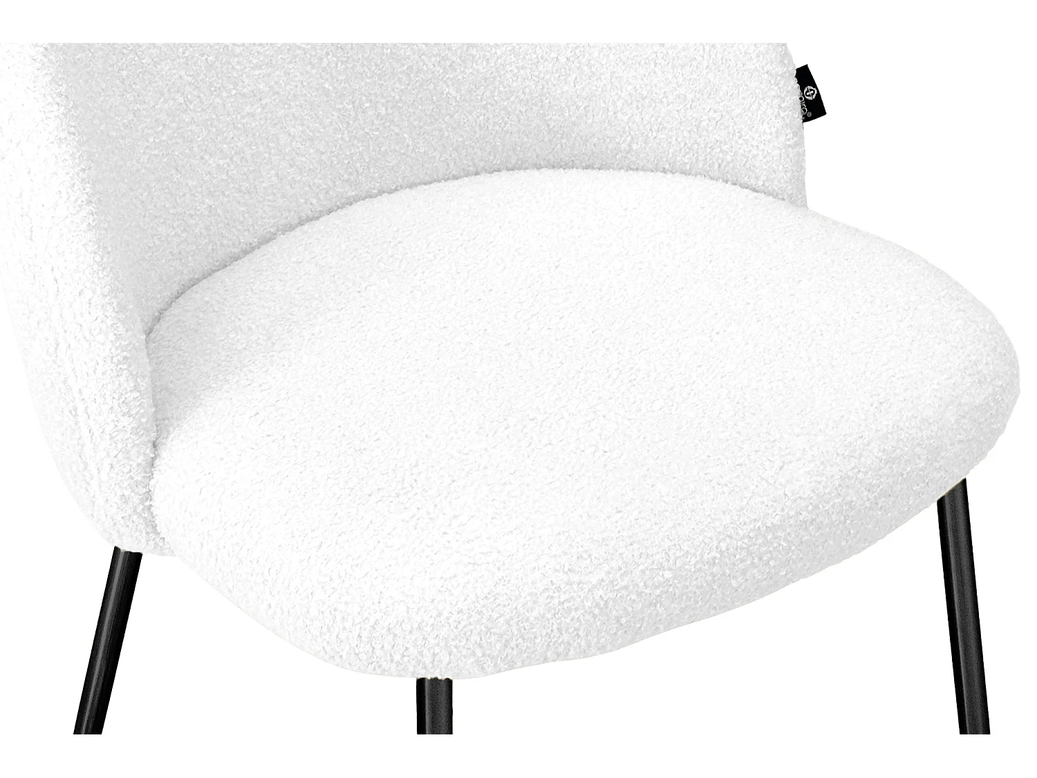 Sgabello cucina imbottito, sgabello alto in tessuto bouclè bianco piede nero – Nicole