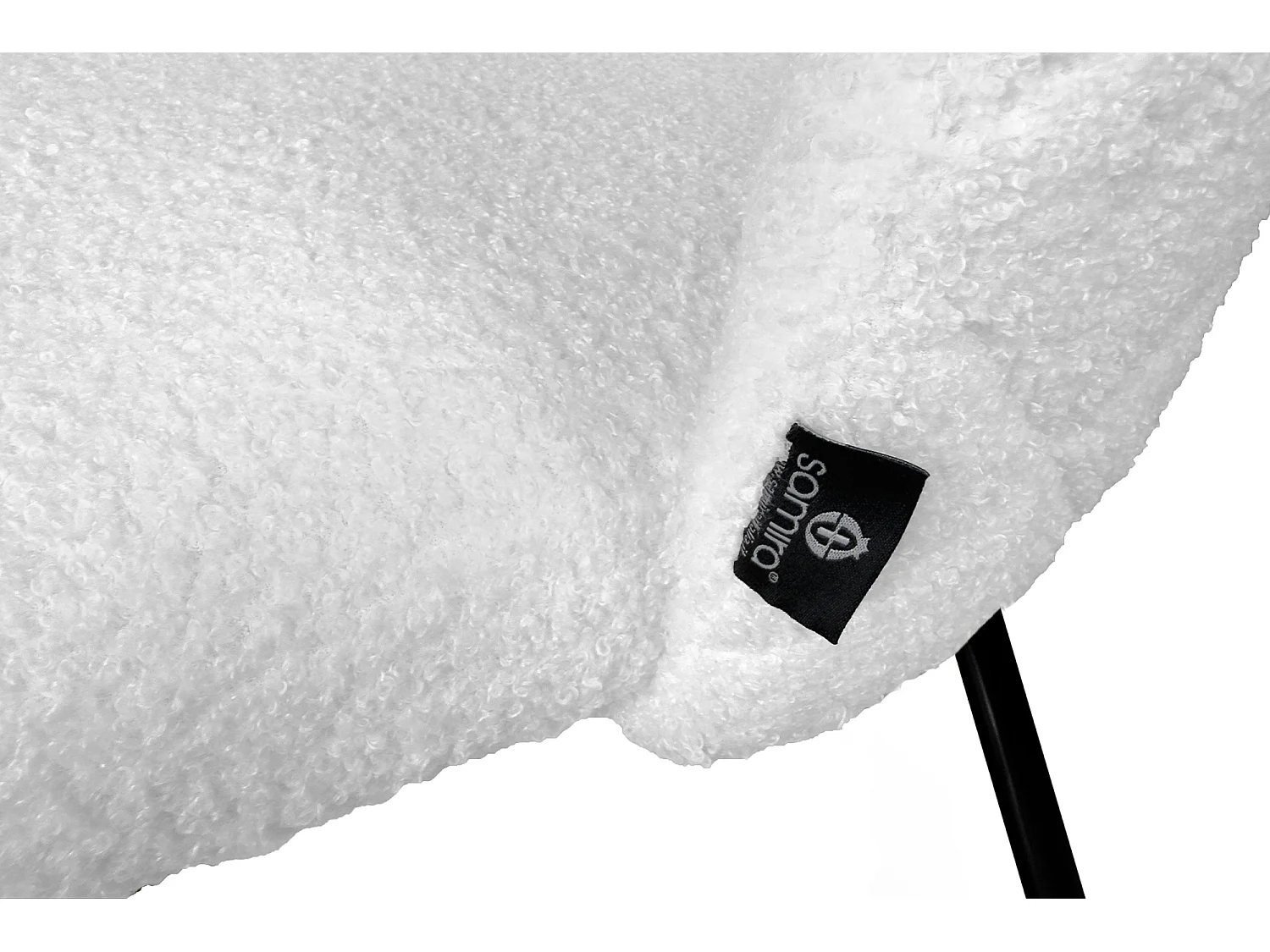 Sgabello cucina imbottito, sgabello alto in tessuto bouclè bianco piede nero – Nicole