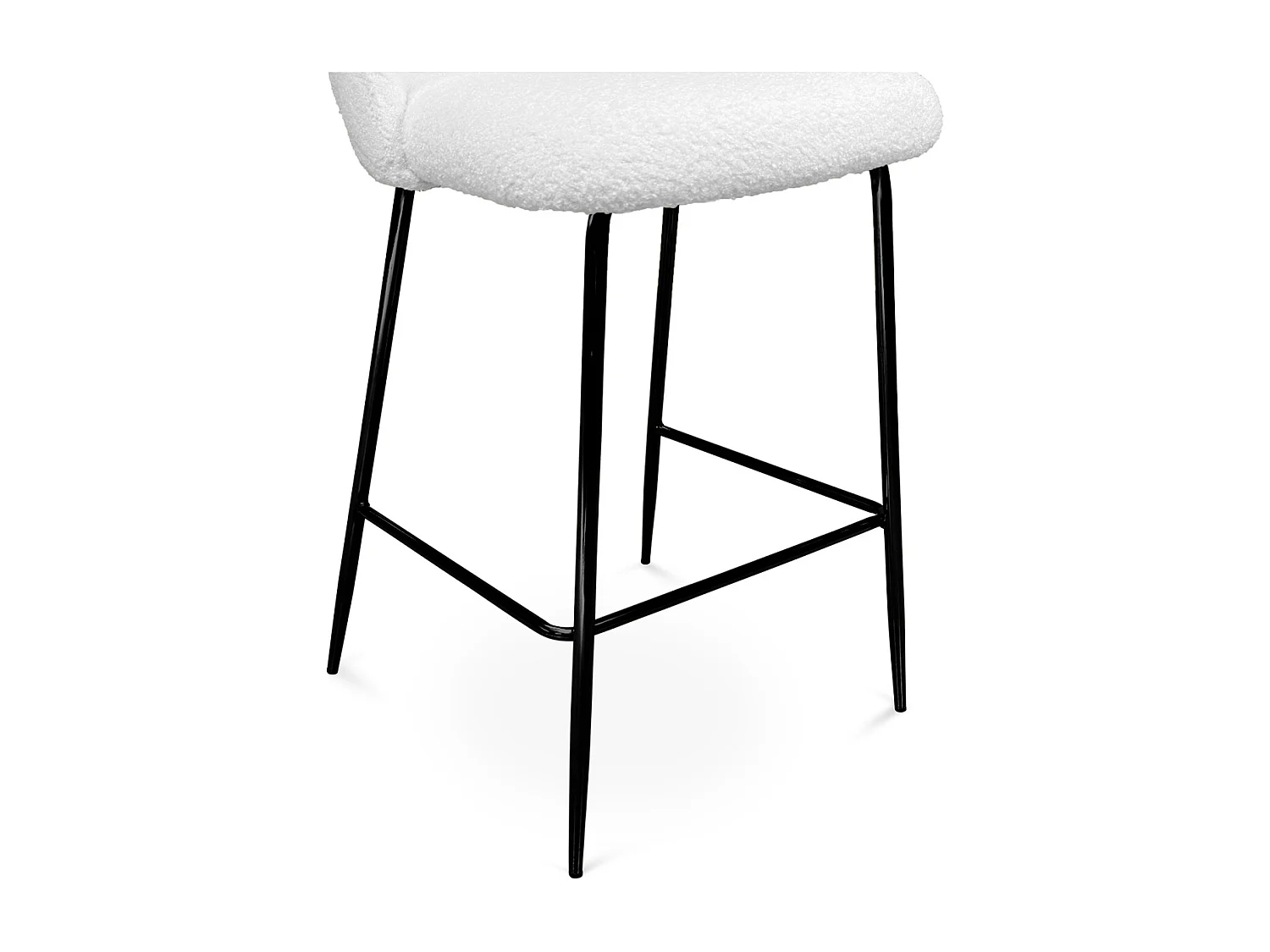 Sgabello cucina imbottito, sgabello alto in tessuto bouclè bianco piede nero – Nicole