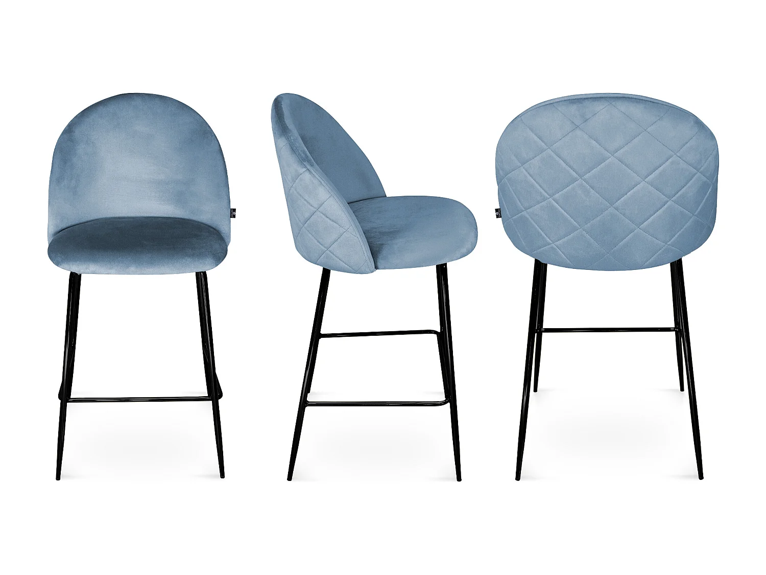 Sgabello cucina imbottito, sgabello alto in velluto carta da zucchero piede nero – Nicole