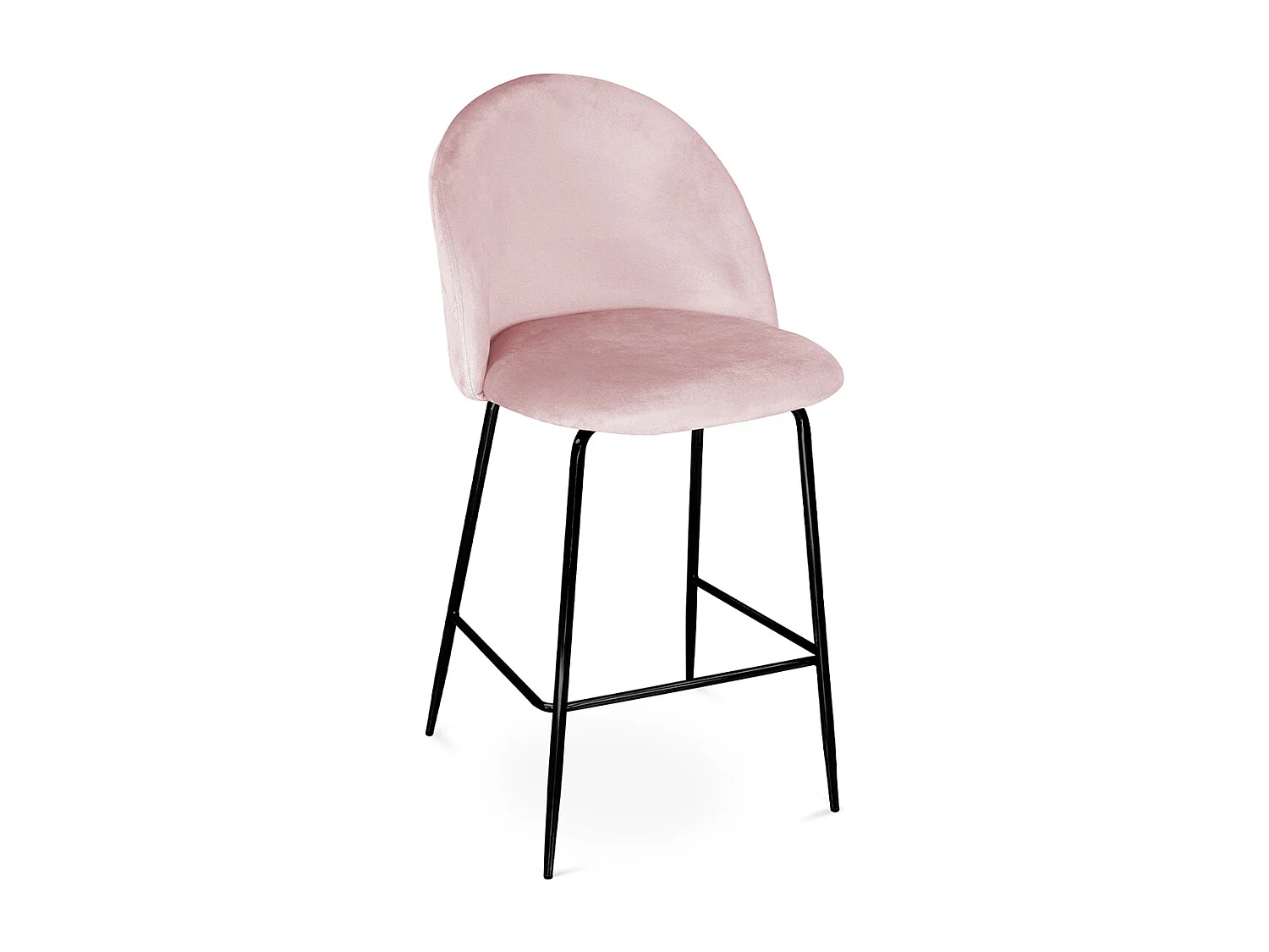 Sgabello cucina imbottito, sgabello alto in velluto rosa piede nero – Nicole