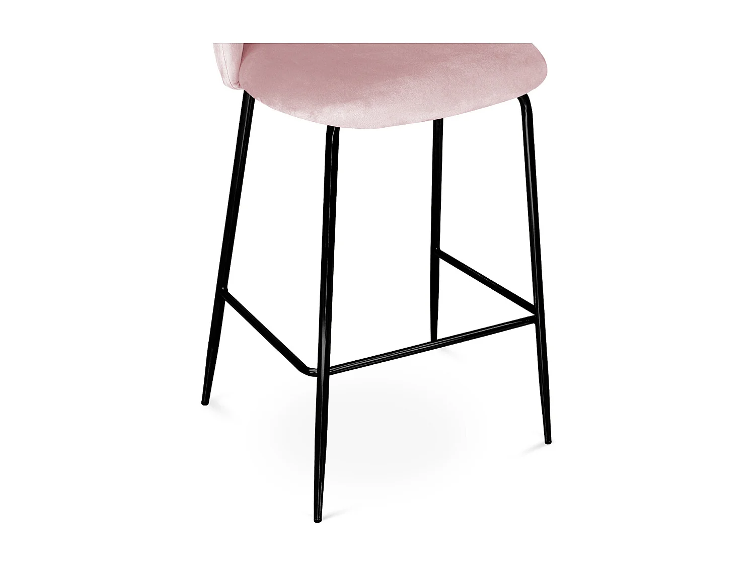 Sgabello cucina imbottito, sgabello alto in velluto rosa piede nero – Nicole