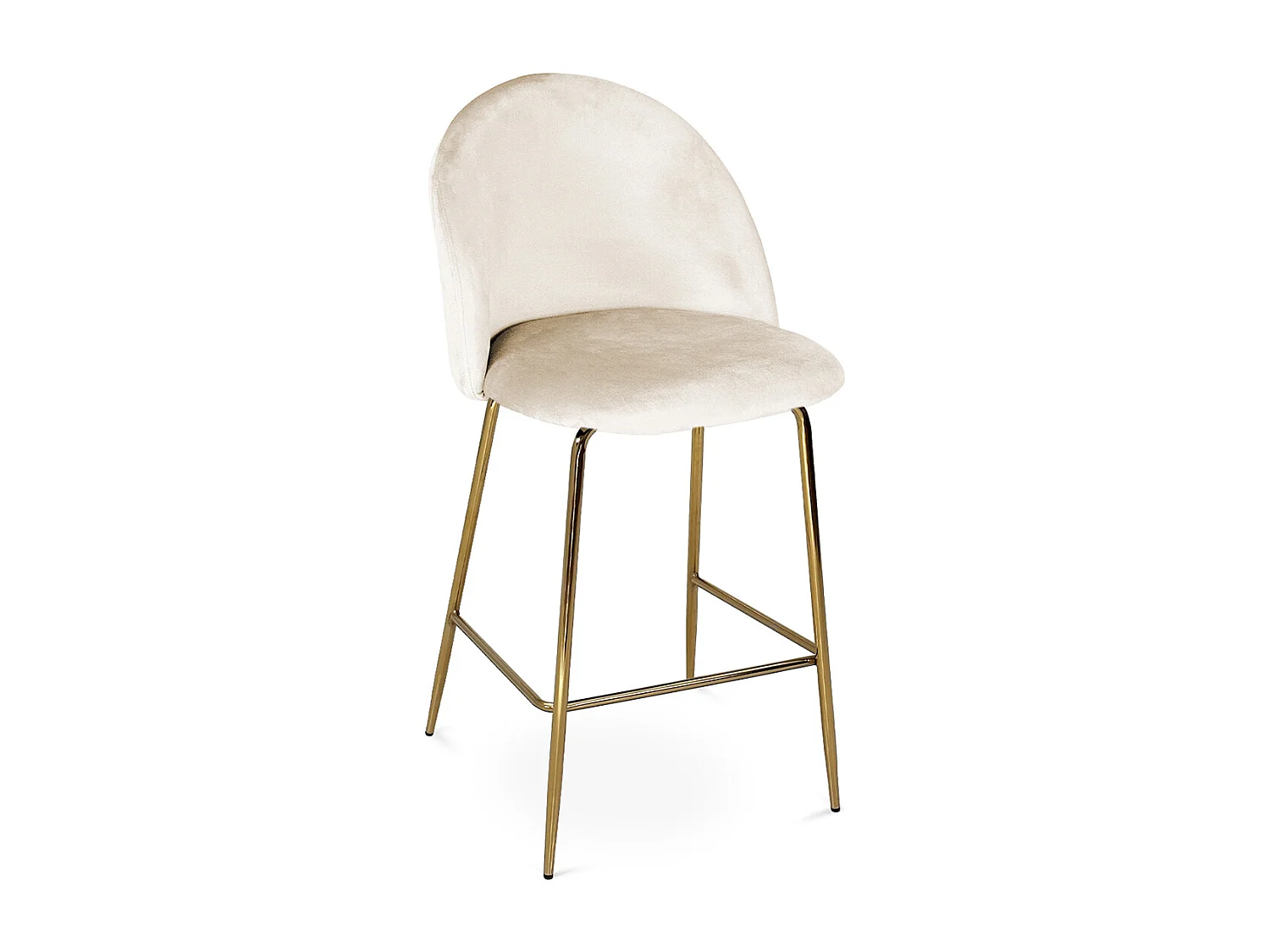 Sgabello cucina imbottito, sgabello alto in velluto beige piede dorato – Nicole