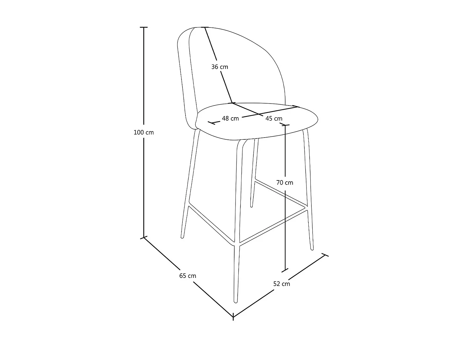Sgabello cucina imbottito, sgabello alto in velluto beige piede dorato – Nicole