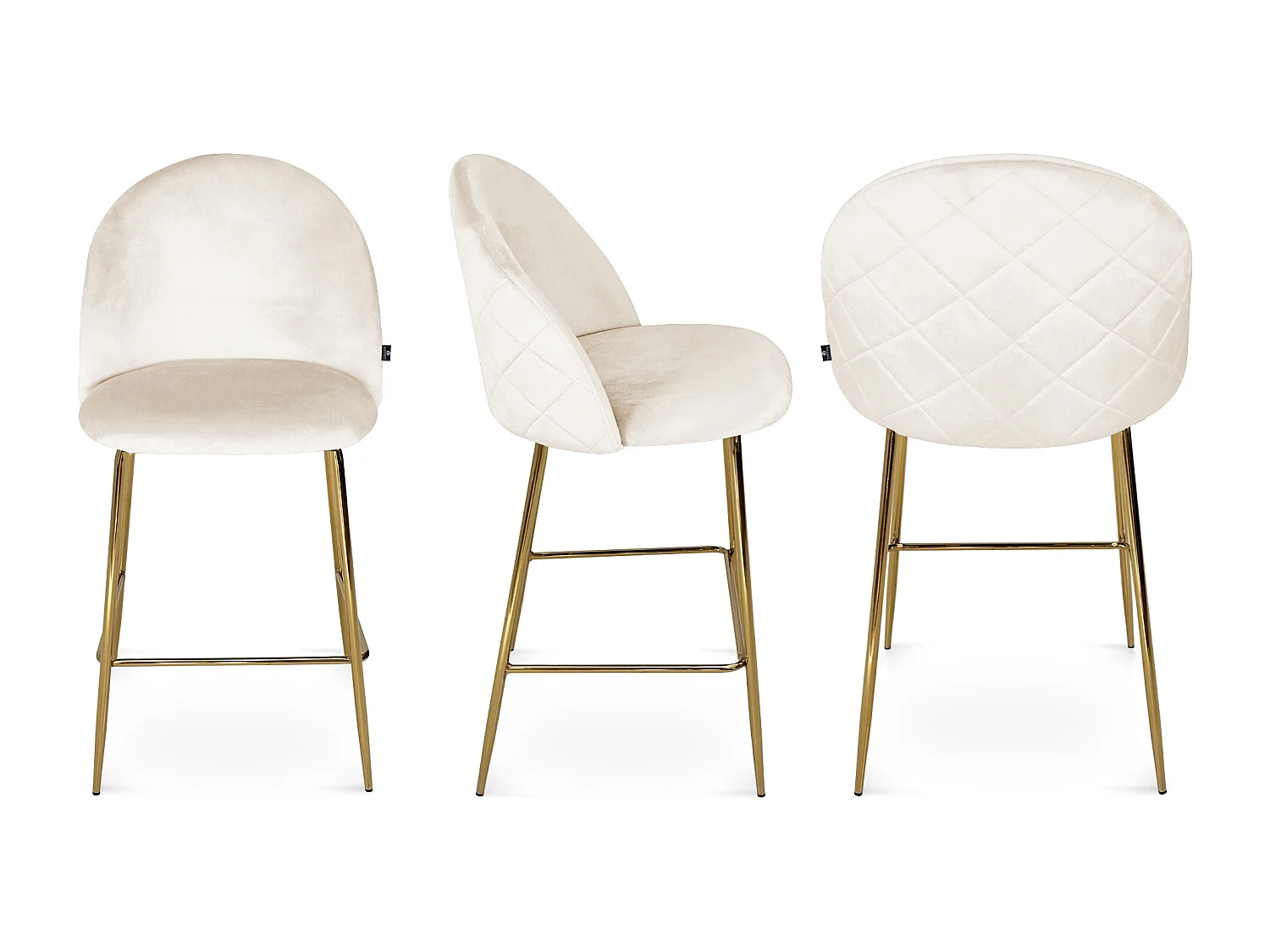 Sgabello cucina imbottito, sgabello alto in velluto beige piede dorato – Nicole