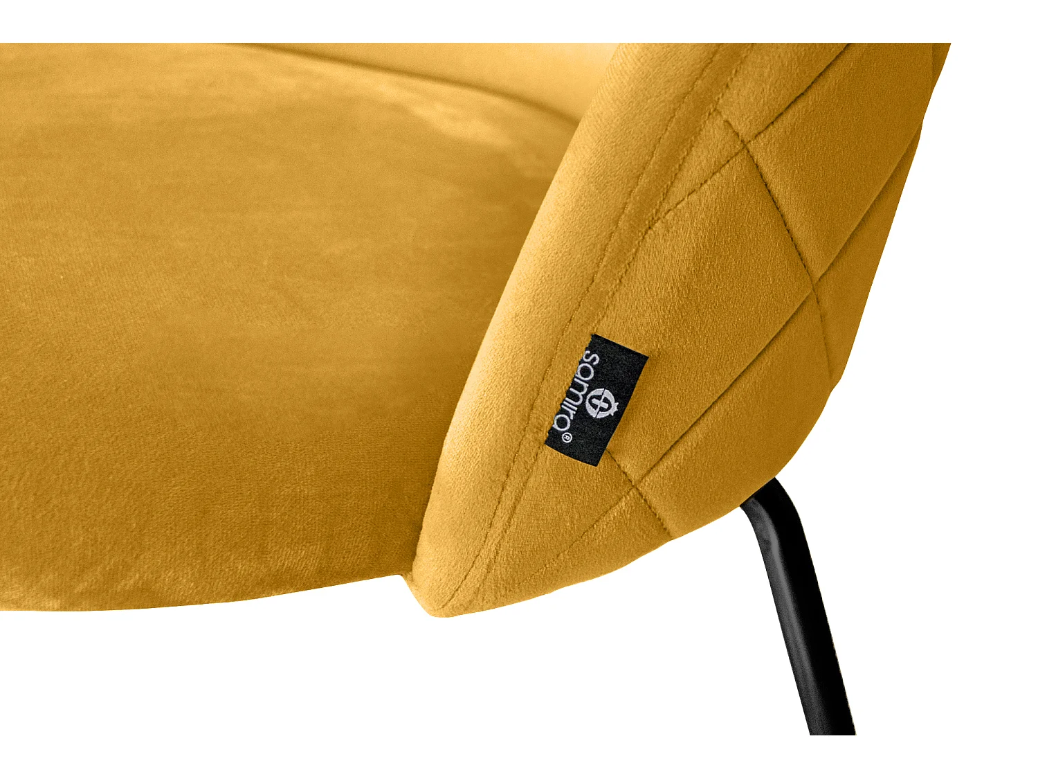 Sgabello cucina imbottito, sgabello alto in velluto giallo senape piede nero – Nicole