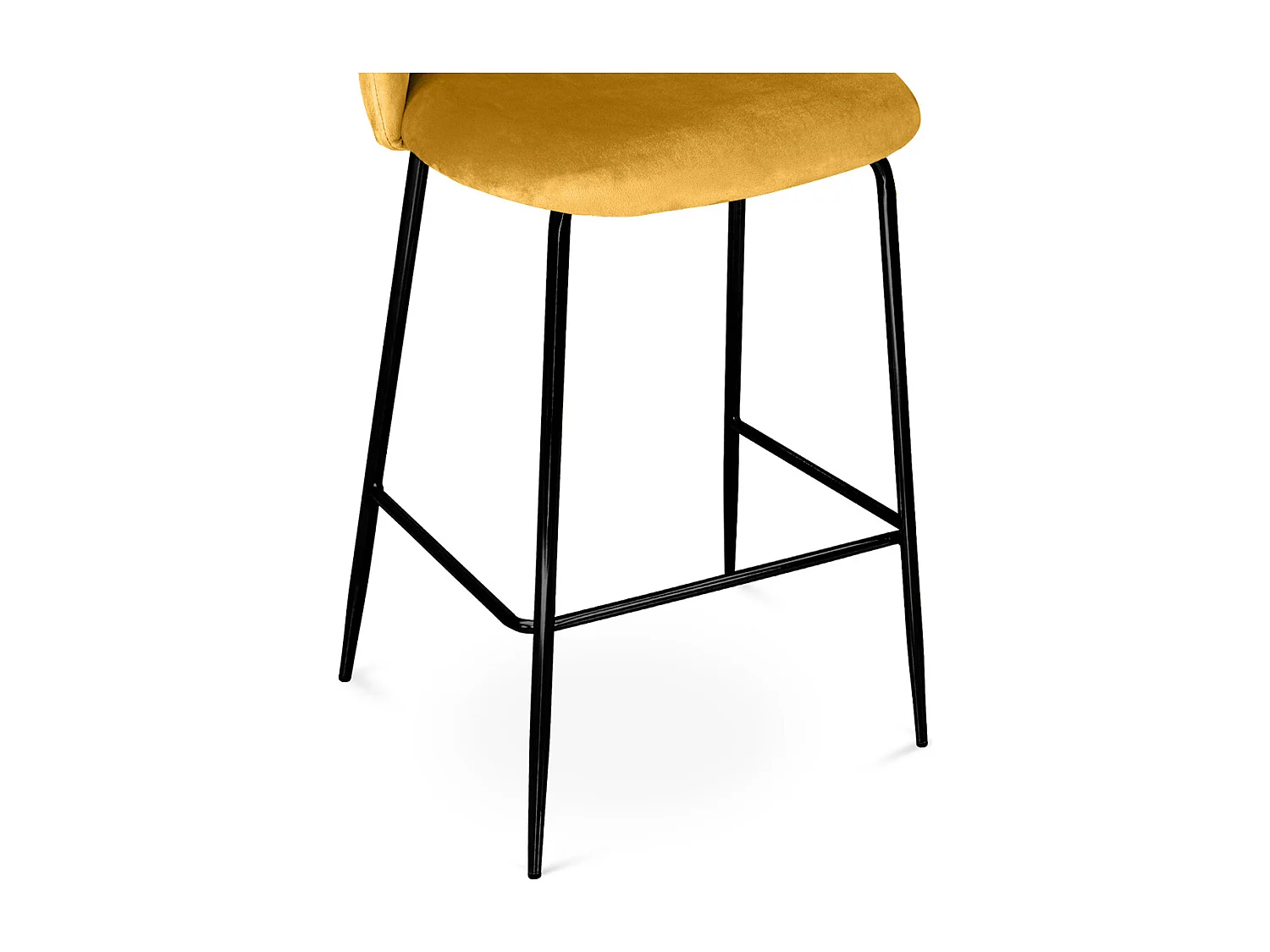 Sgabello cucina imbottito, sgabello alto in velluto giallo senape piede nero – Nicole