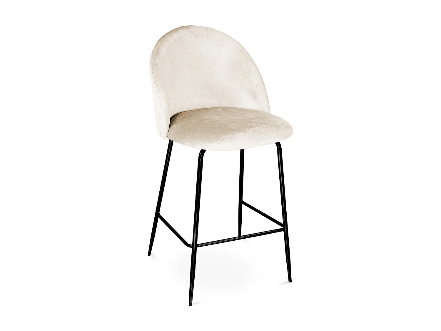 Sgabello cucina imbottito, sgabello alto in velluto beige piede nero – Nicole