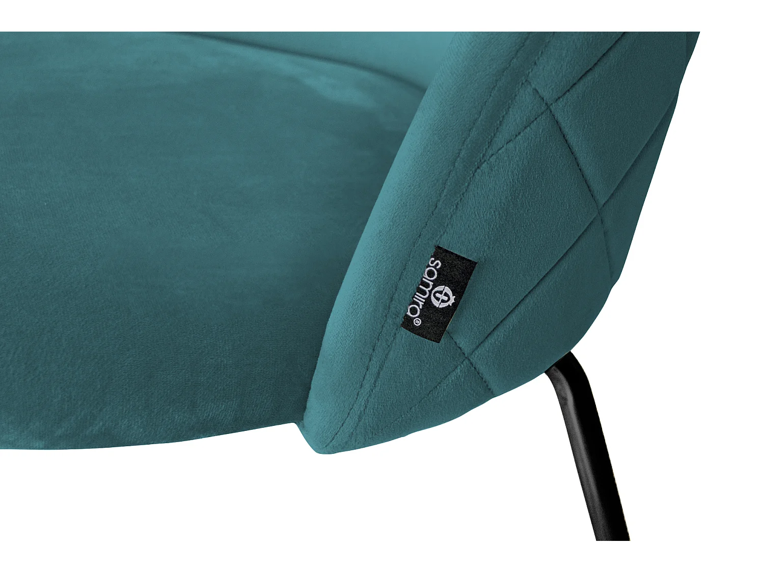 Sgabello cucina imbottito, sgabello alto in velluto verde petrolio piede nero – Nicole