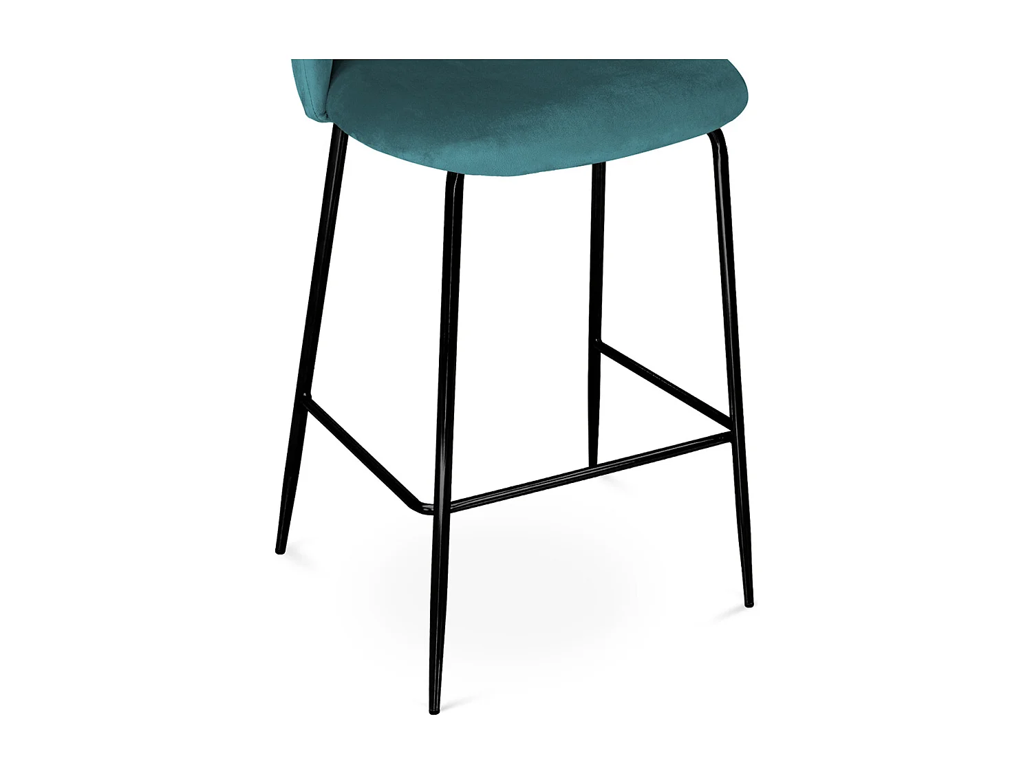 Sgabello cucina imbottito, sgabello alto in velluto verde petrolio piede nero – Nicole