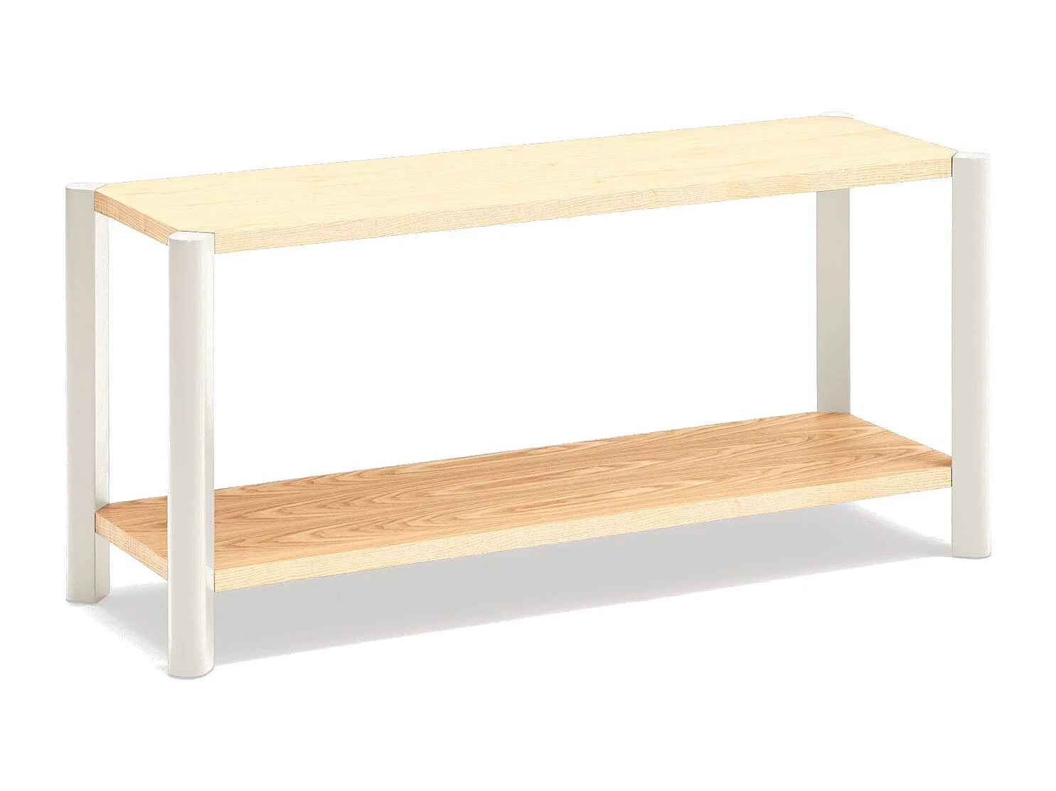 Bibliothèque à twee etagères met pieds en bois massief, 125 x 59 cm