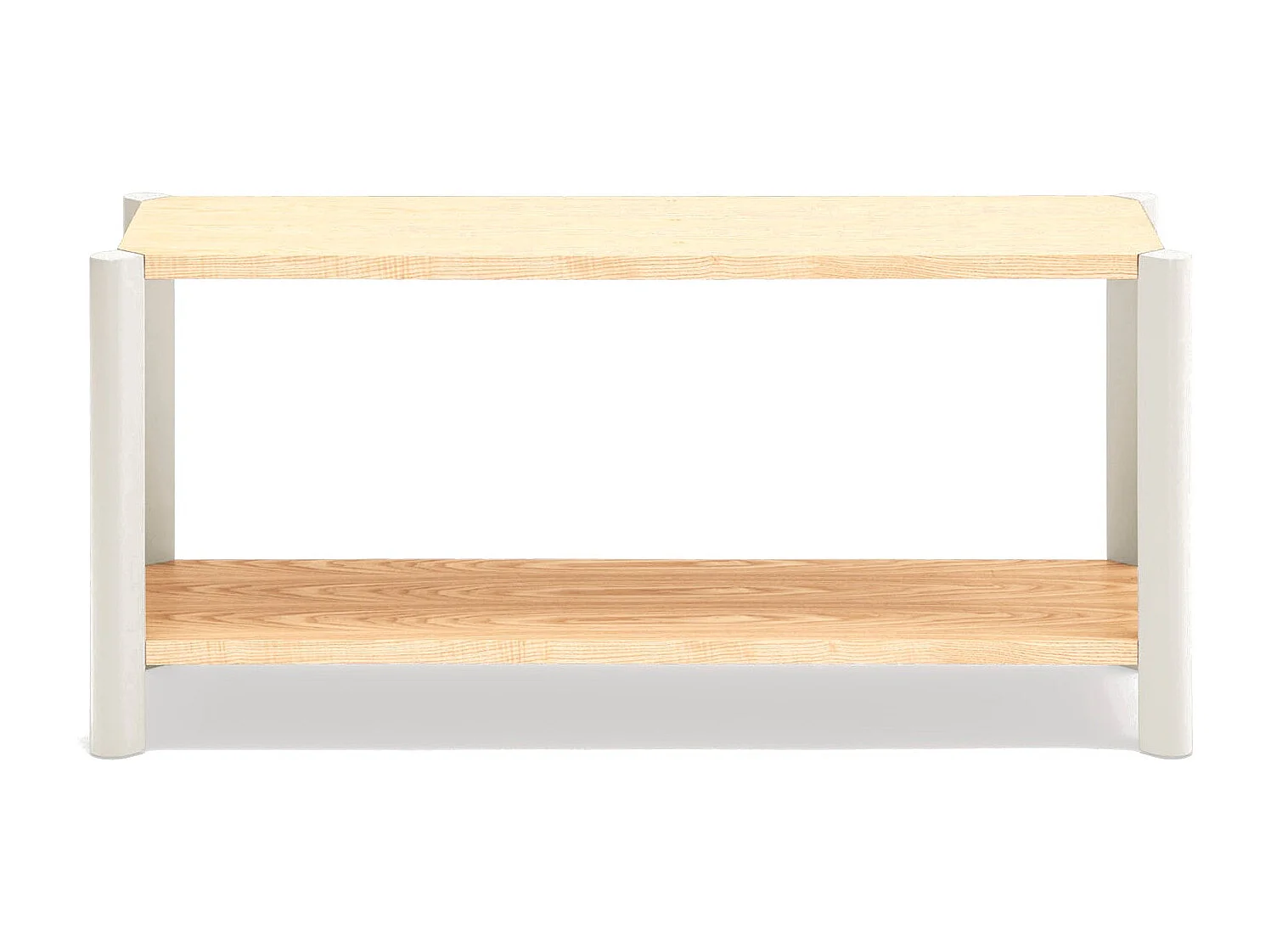 Bibliothèque à twee etagères met pieds en bois massief, 125 x 59 cm