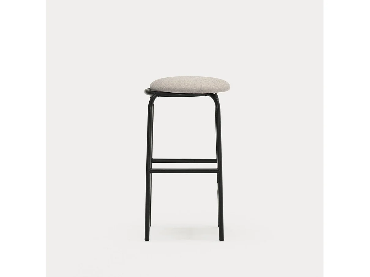 Tabouret en tissue met voet in metal noir