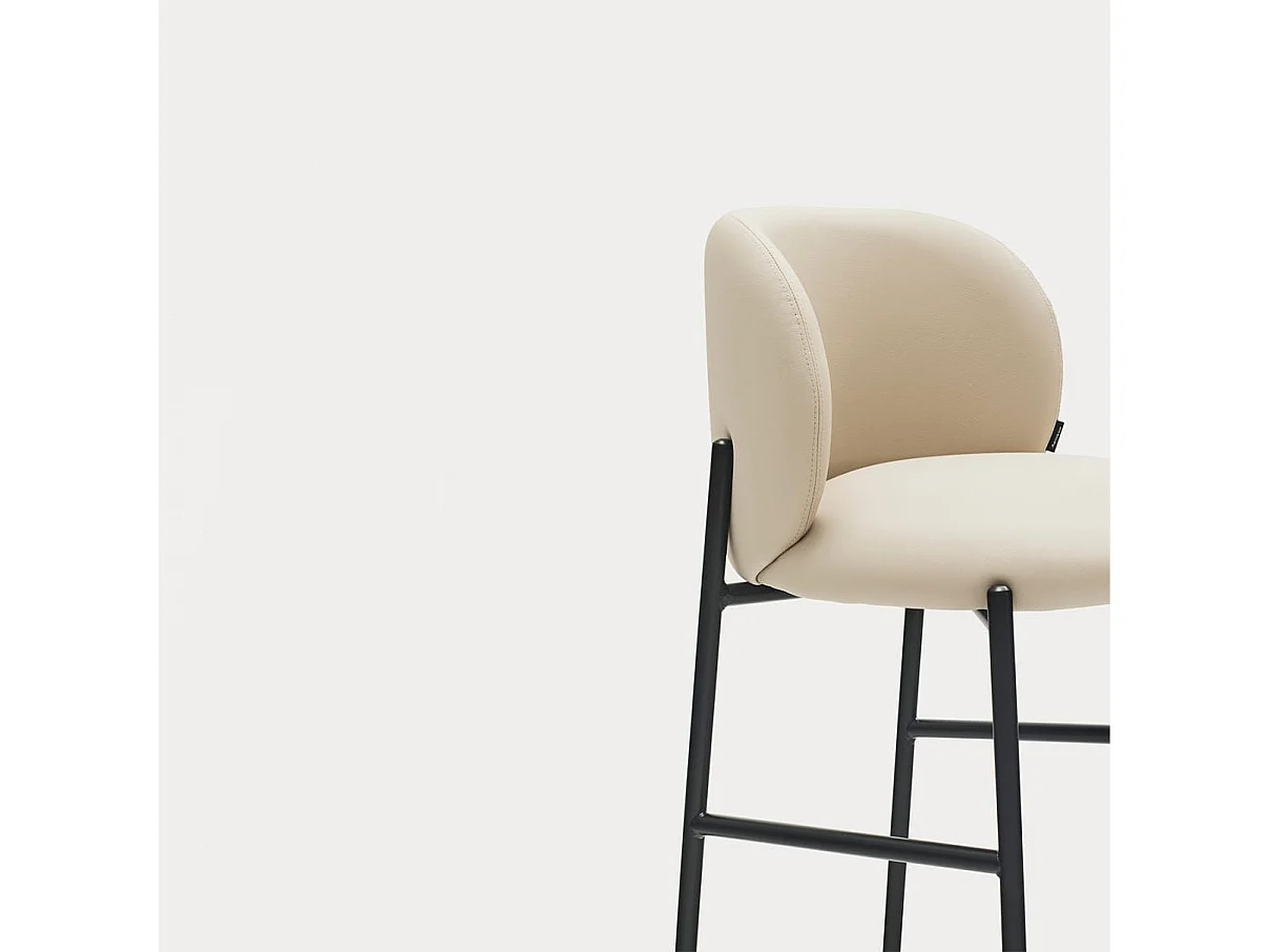 Tabouret en tissue à pieds en metal noir