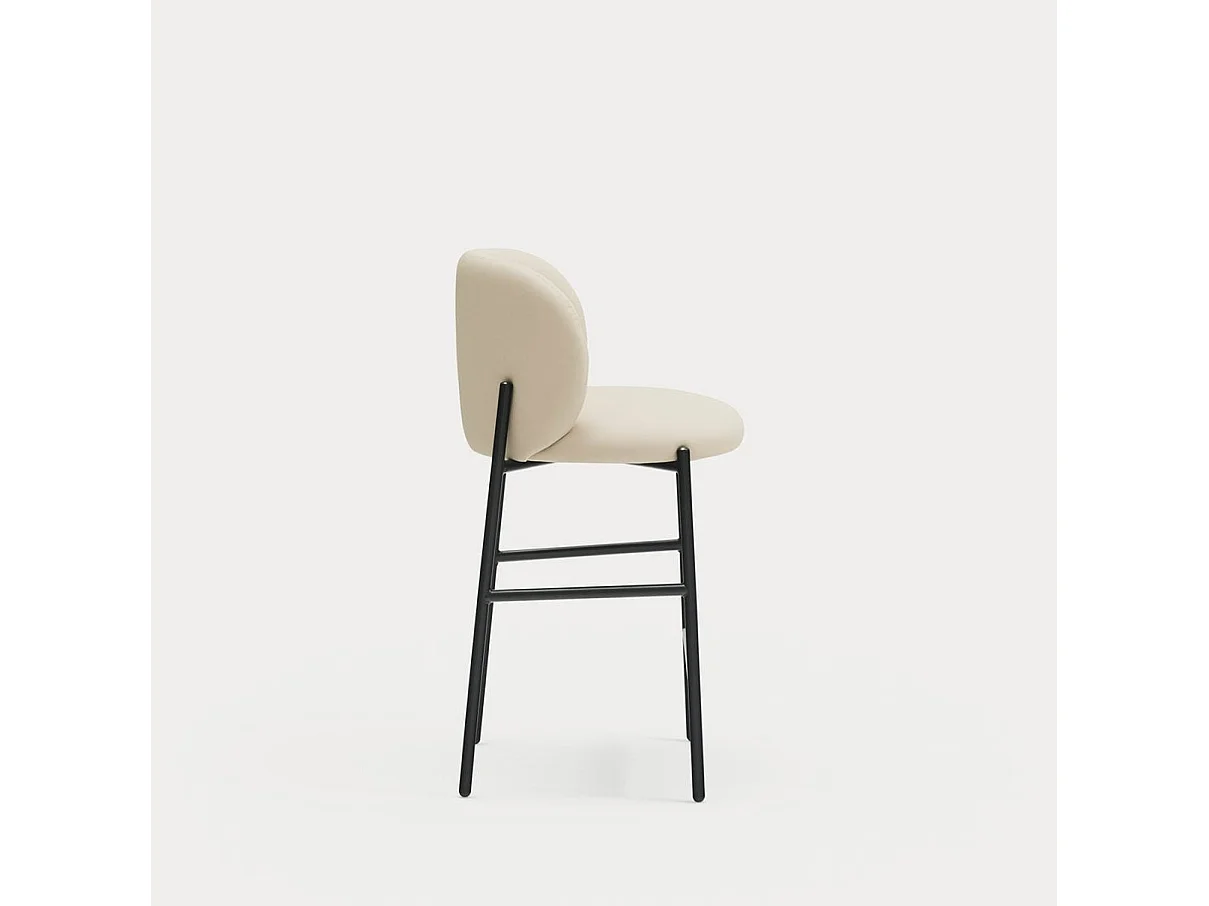 Tabouret en tissue à pieds en metal noir