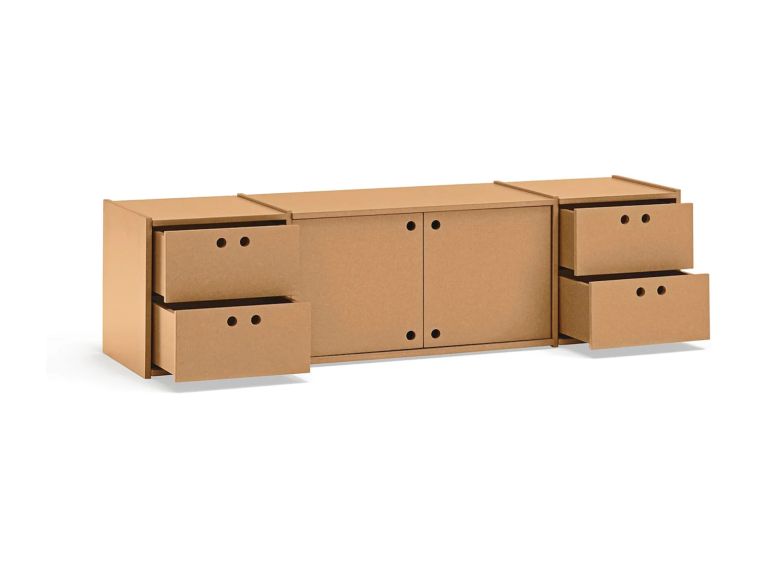 Meuble TV 2 deuren, 4 laden, 157 x 42 cm
