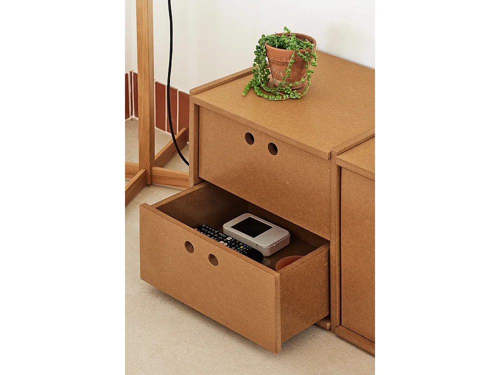 Meuble TV 2 deuren, 4 laden, 157 x 42 cm