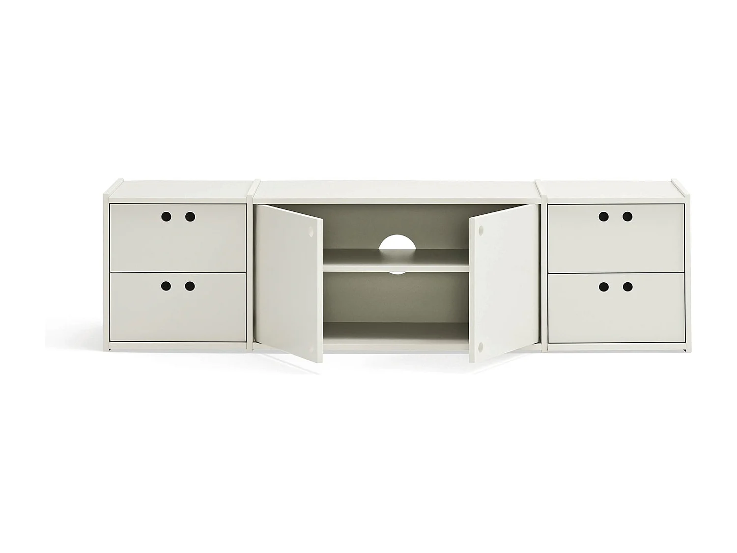Meuble TV 2 deuren, 4 laden, 157 x 42 cm