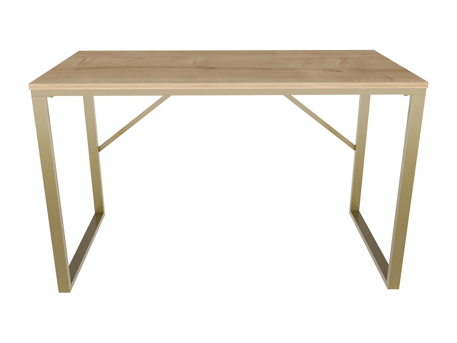 Layton Bureau 120 cm x 74 cm x 60 cm - Cadre Métallique (Doré et Chêne)