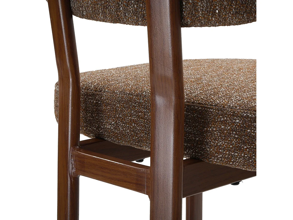 Hocker 2er?Set, brauner Stoff und Beine mit Nussbaumdekor H92 cm - MARLA