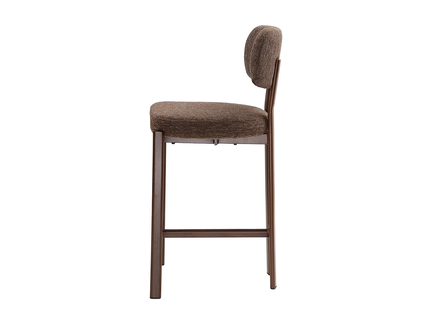 Hocker 2er?Set, brauner Stoff und Beine mit Nussbaumdekor H92 cm - MARLA