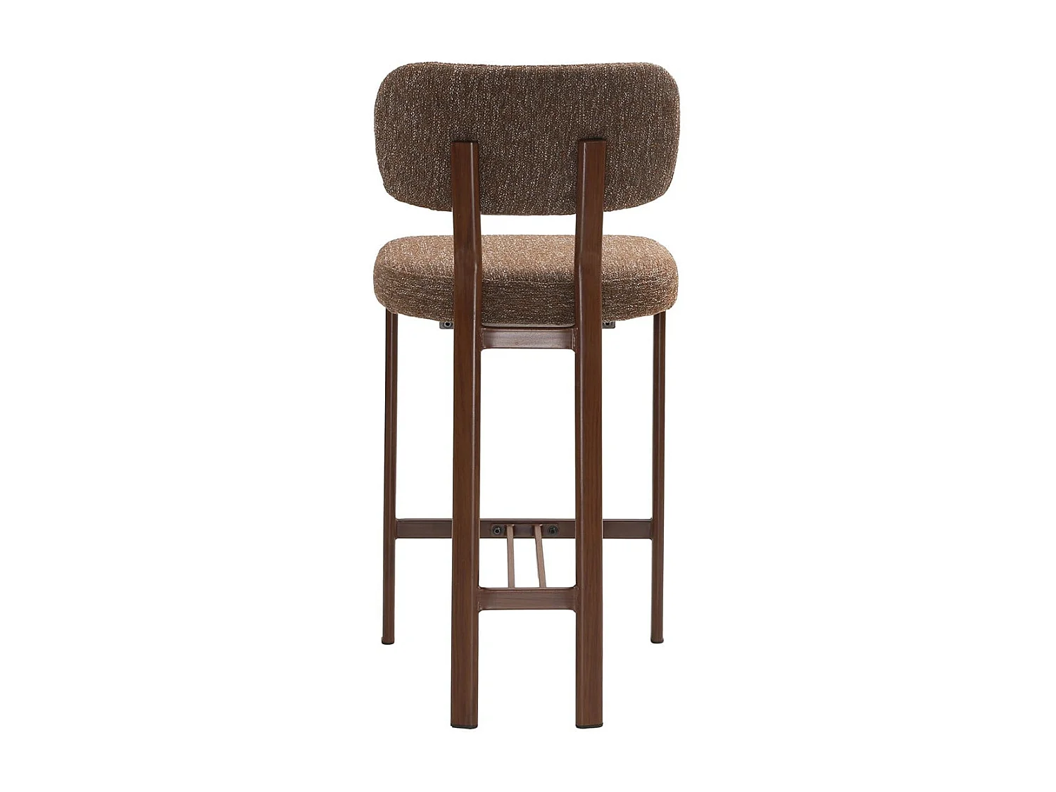Hocker 2er?Set, brauner Stoff und Beine mit Nussbaumdekor H92 cm - MARLA