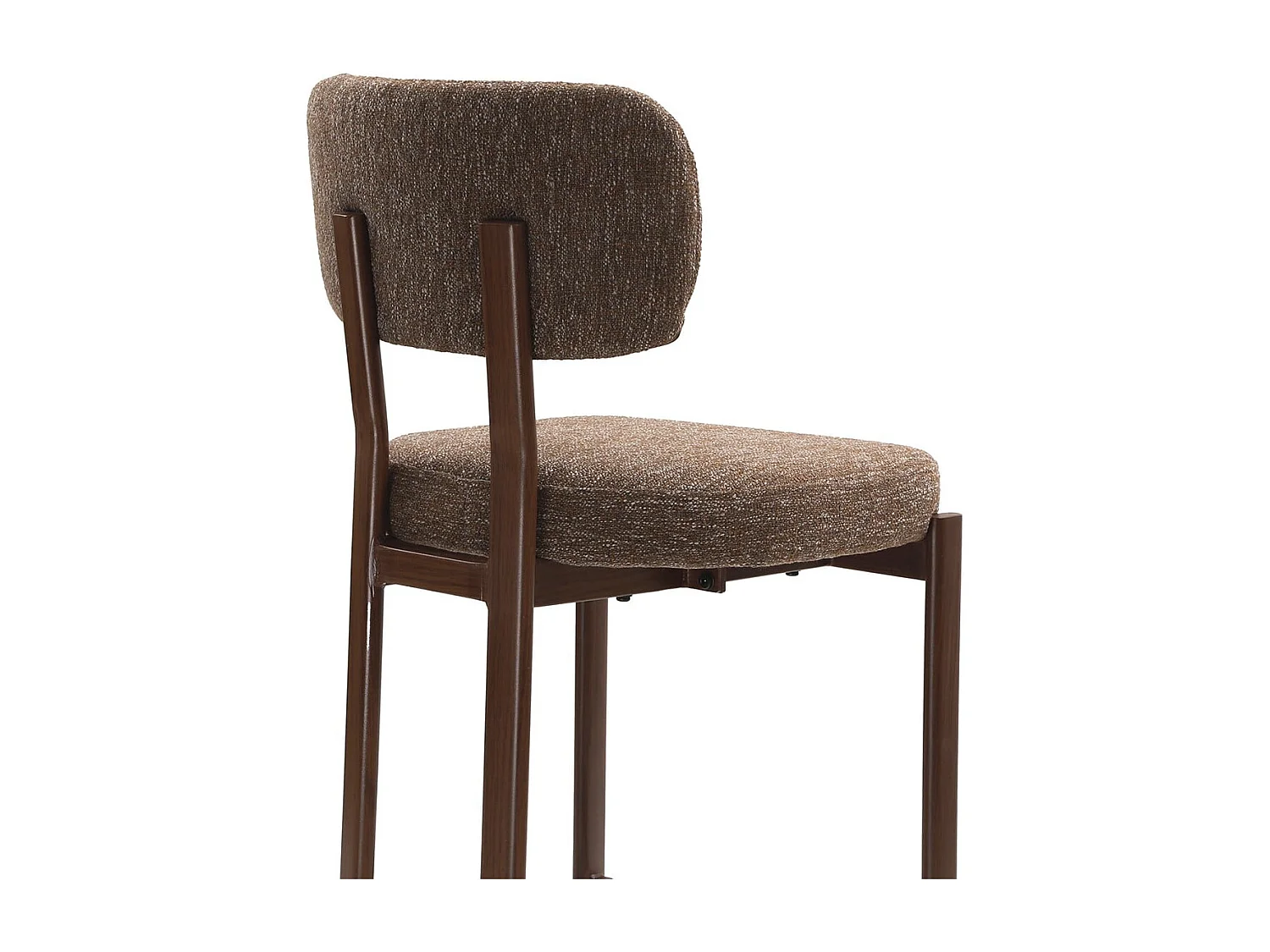 Hocker 2er?Set, brauner Stoff und Beine mit Nussbaumdekor H92 cm - MARLA