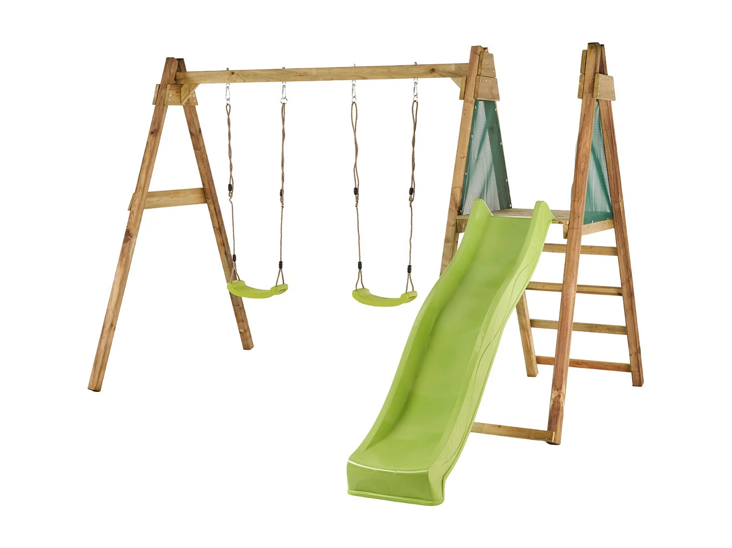 Kangui - Portique balançoire et toboggan WINDI Vert