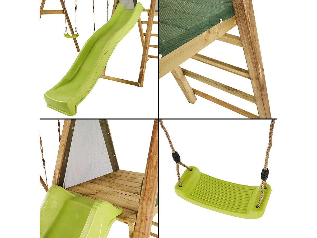 Kangui - Portique balançoire et toboggan WINDI Vert