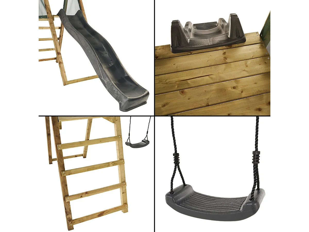 Kangui - Portique balançoire et toboggan WINDI Gris