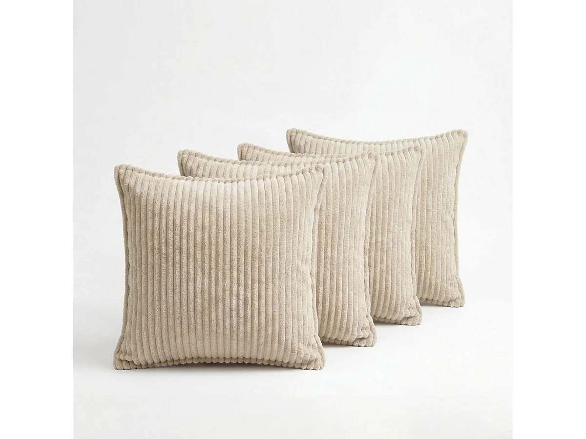 Lot de 4 coussins velours côtelé MALO 40x40cm - Beige