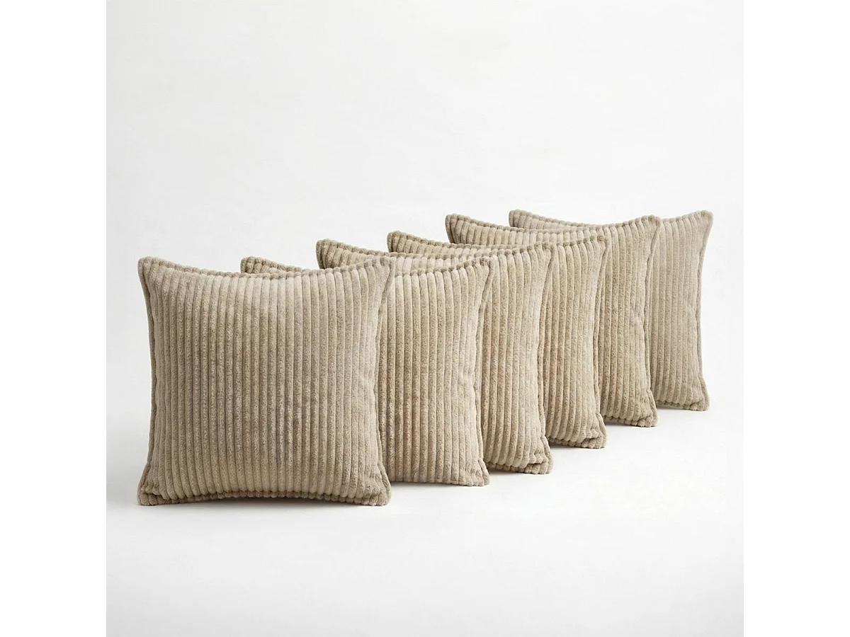 Lot de 4 coussins velours côtelé MALO 40x40cm - Beige