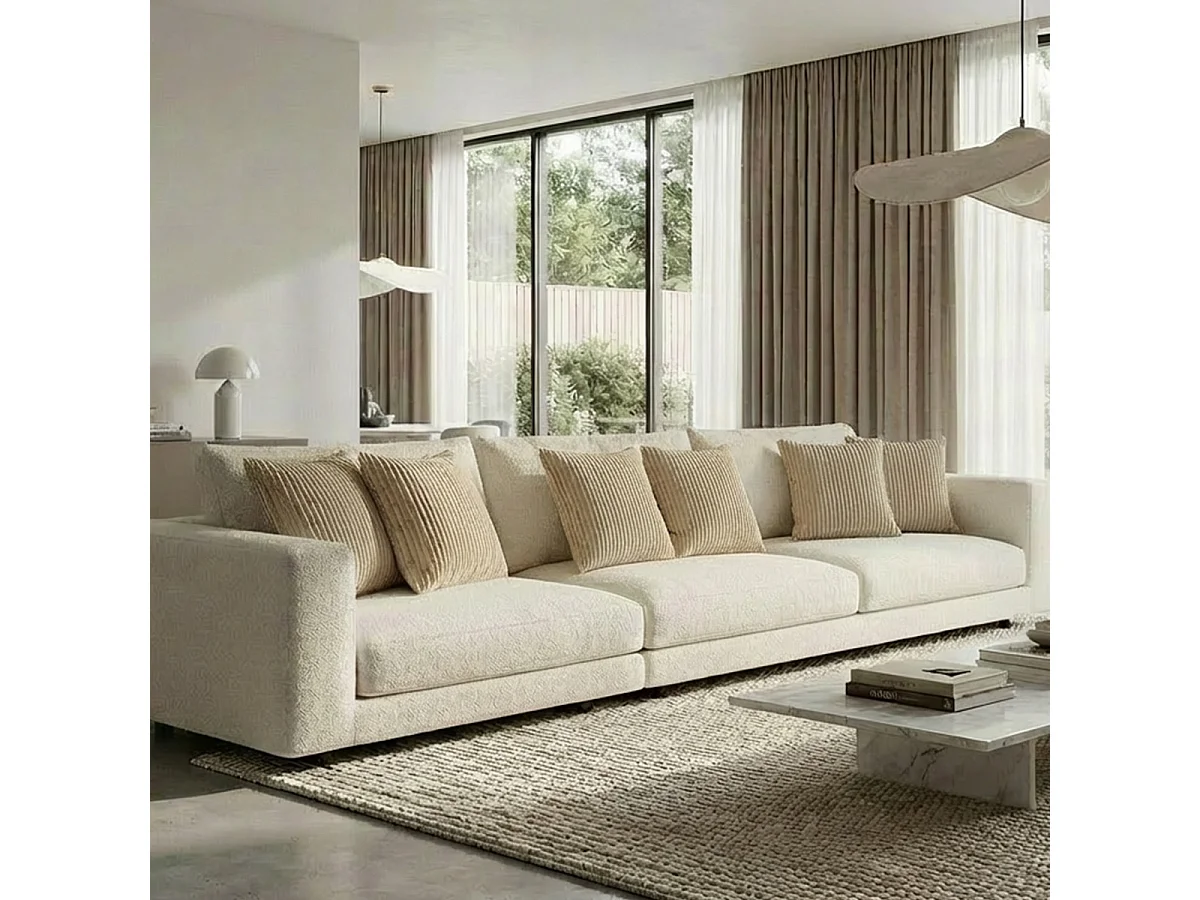 MATELAS POUR TOUS | Lot de 6 coussins velours côtelé MALO | Beige