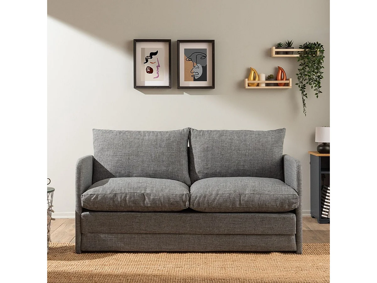 Canapé convertible 2,5 places en lin gris clair - Luz