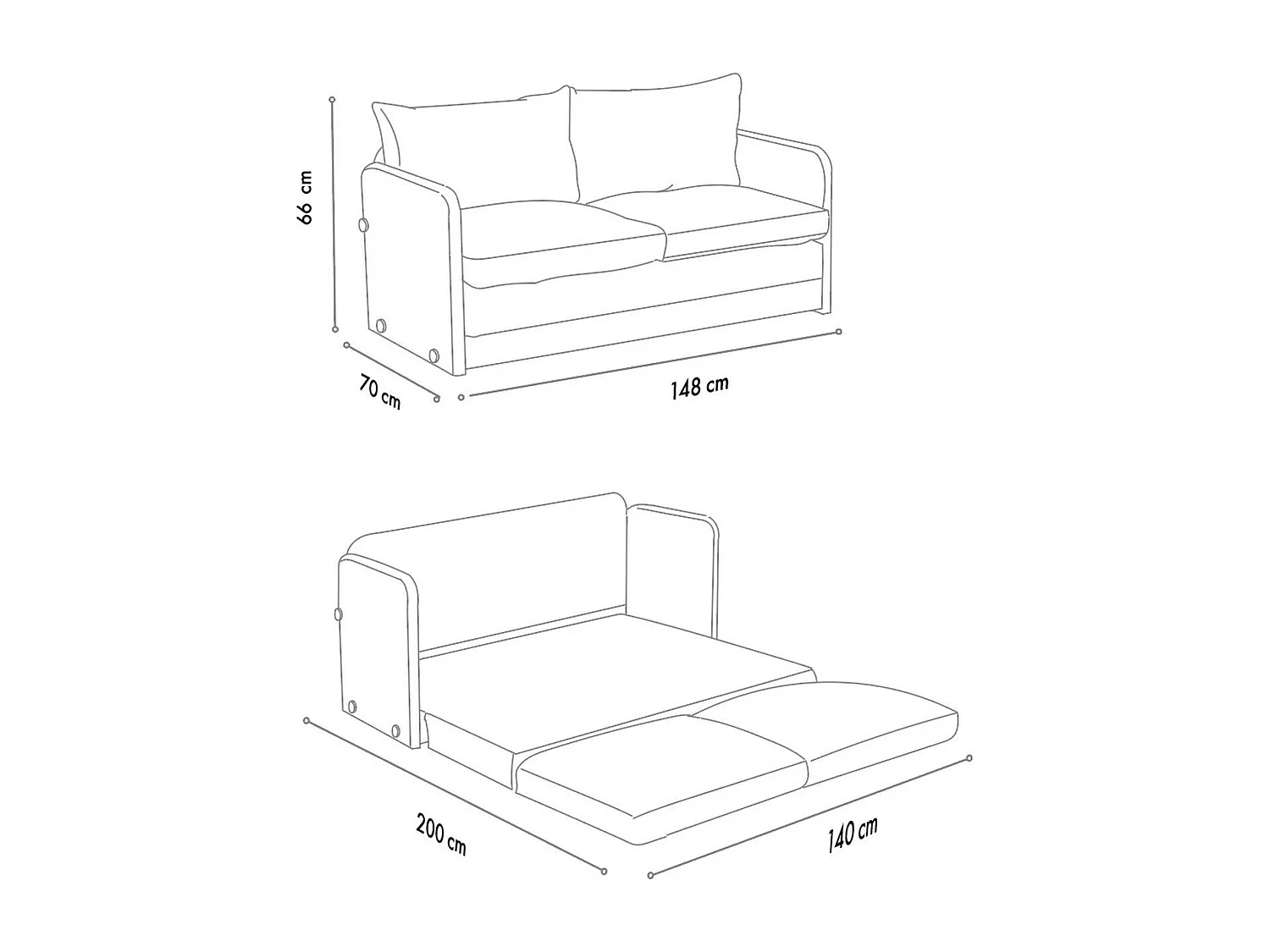 Canapé convertible 2,5 places en tissu beige - Luz