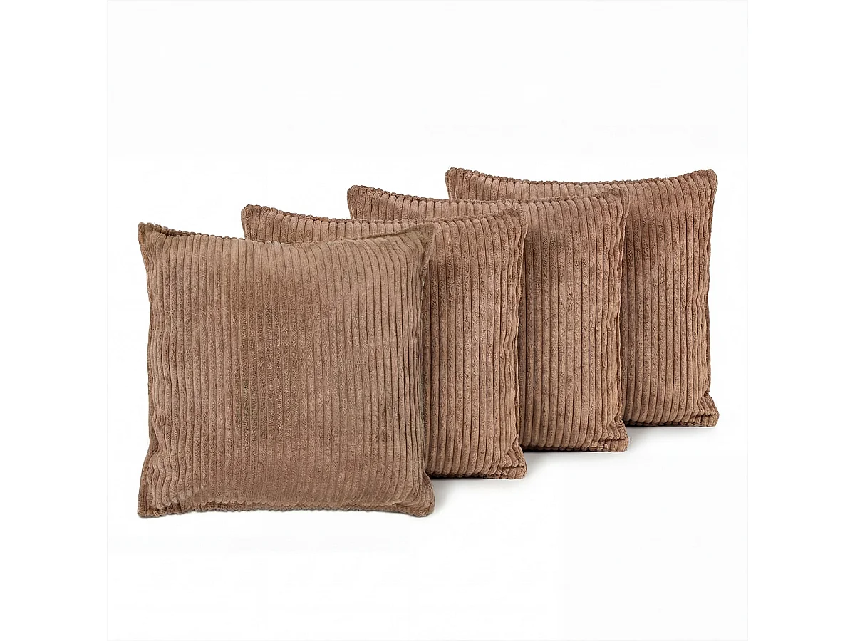 MATELAS POUR TOUS | Lot de 4 coussins velours côtelé MALO | Marron