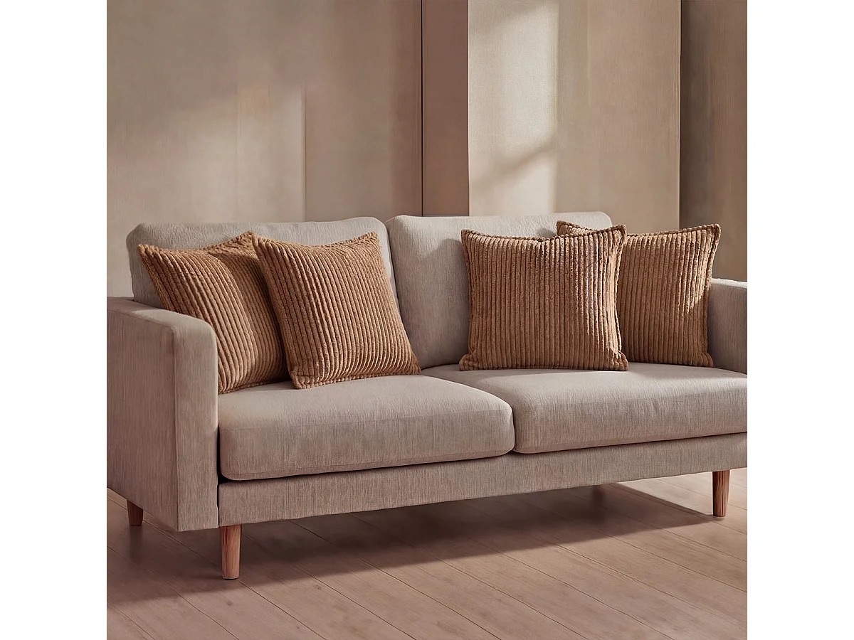 MATELAS POUR TOUS | Lot de 4 coussins velours côtelé MALO | Marron