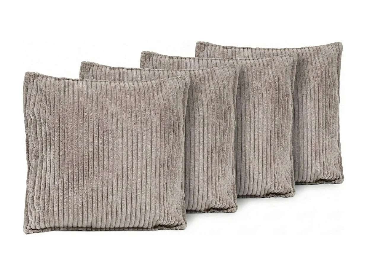 MATELAS POUR TOUS | Lot de 4 coussins velours côtelé MALO | Gris Clair