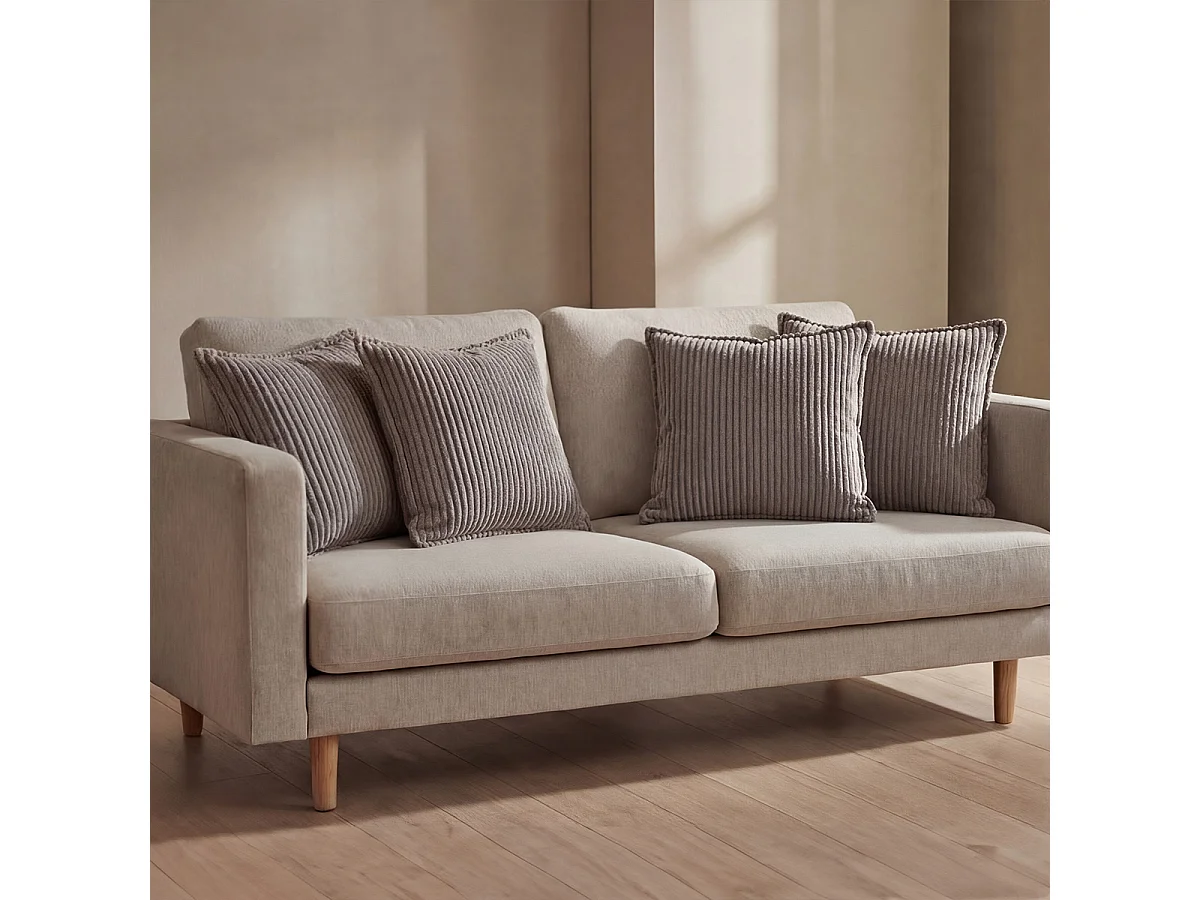 MATELAS POUR TOUS | Lot de 4 coussins velours côtelé MALO | Gris Clair