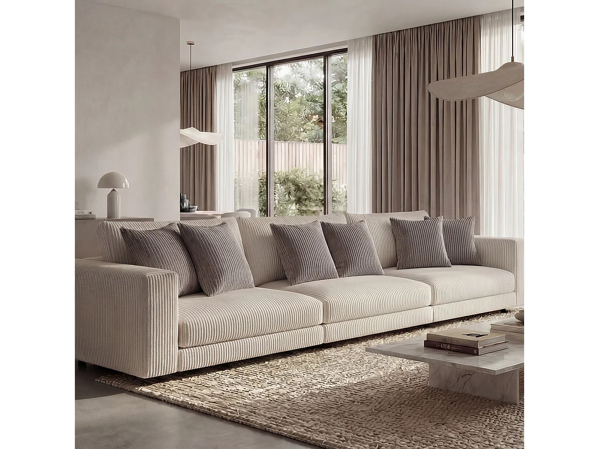 MATELAS POUR TOUS | Lot de 6 coussins velours côtelé MALO | Gris Clair