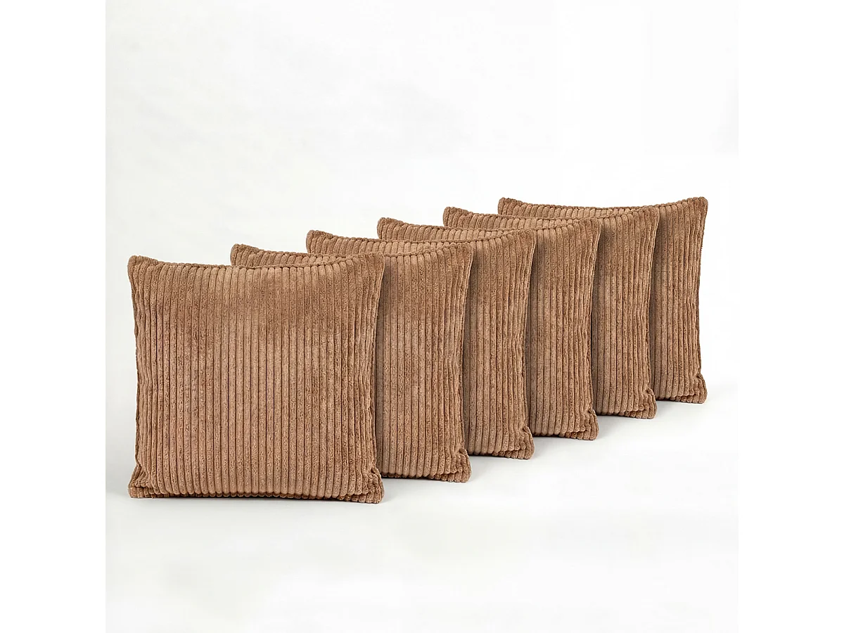 MATELAS POUR TOUS | Lot de 6 coussins velours côtelé MALO | Marron