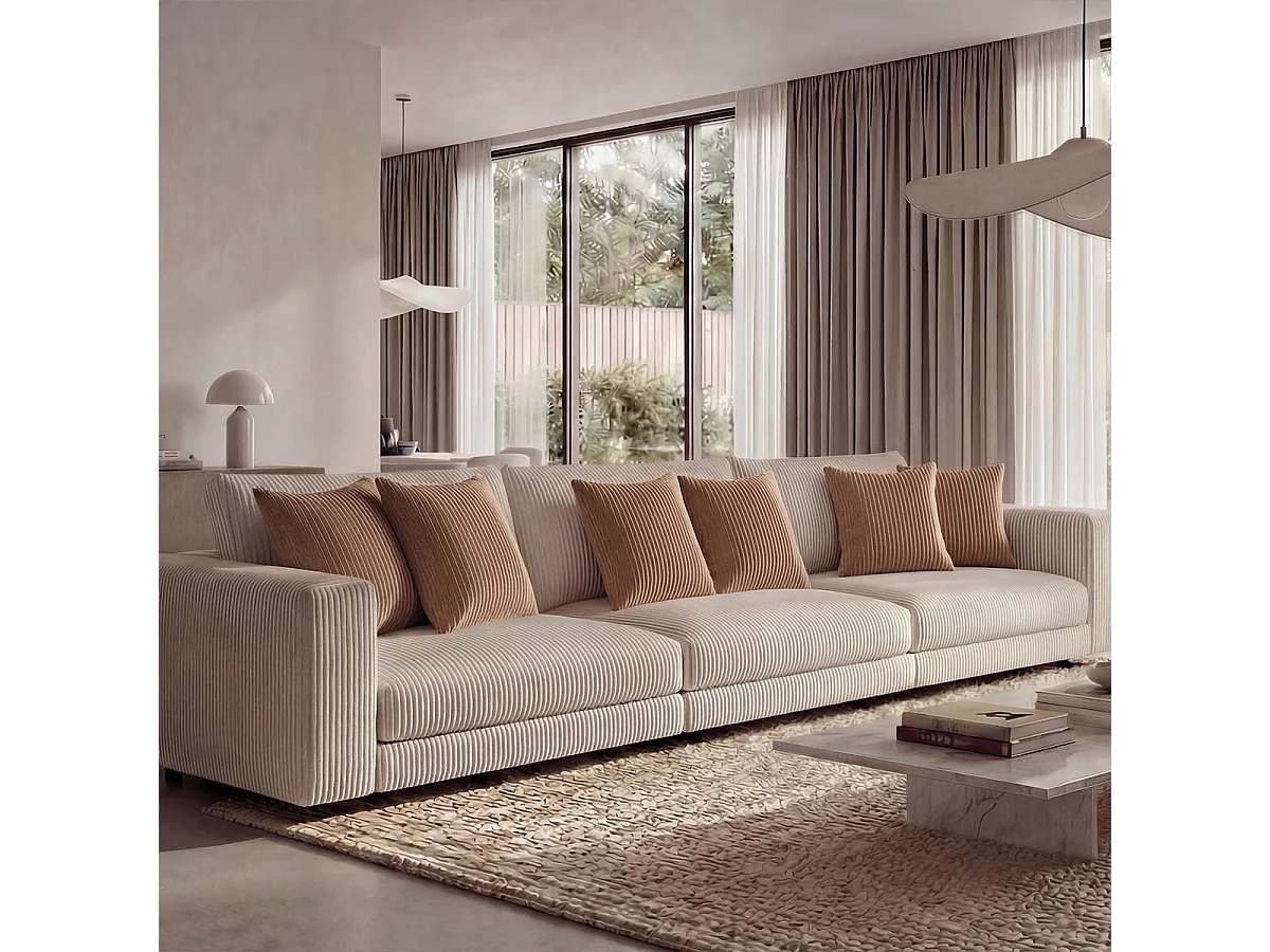 MATELAS POUR TOUS | Lot de 6 coussins velours côtelé MALO | Marron